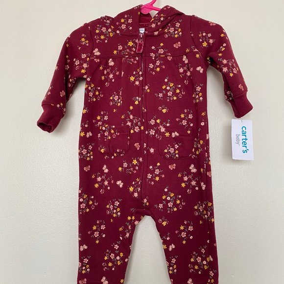 Carter's Floral Fleece Jumpsuit - 6 Months - Picture 1 of 2